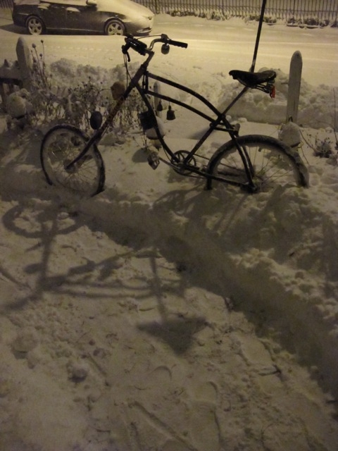 Vindaloo parked in snow